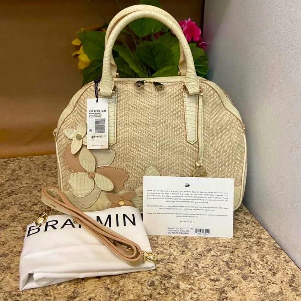 Brahmin Cream Hudson Satchel